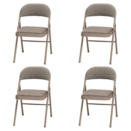 MECO Sudden Comfort Deluxe Courtyard Fabric Padded Folding Chair, (Set of 4)