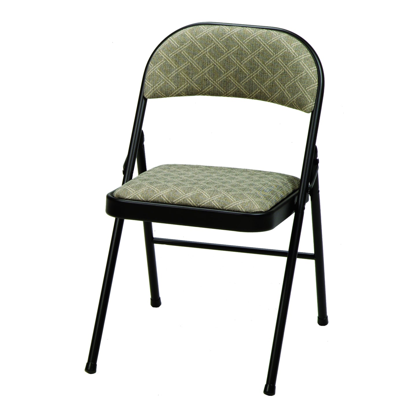 MECO Sudden Comfort Deluxe Zuni Fabric Padded Folding Chair, Black (Set of 4)