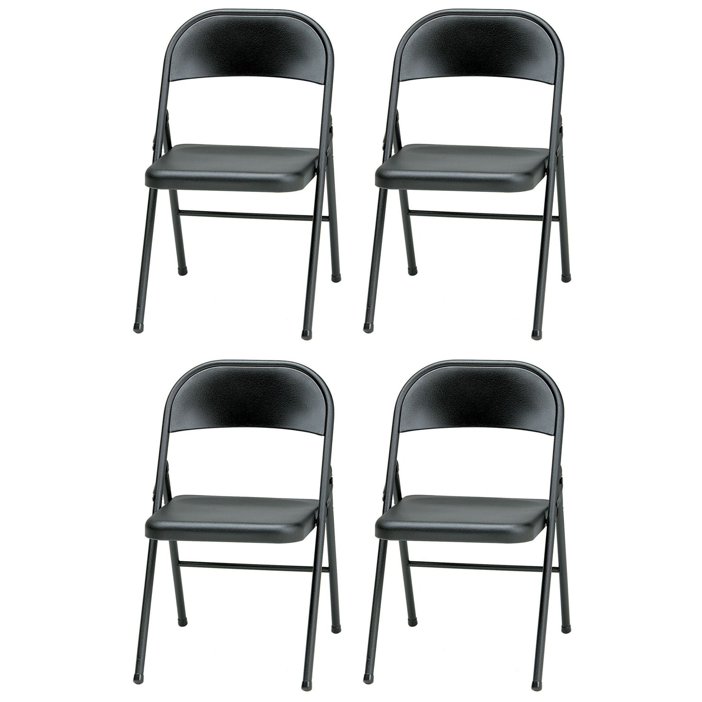 MECO Sudden Comfort All Steel Indoor Outdoor Folding Chair Set, Black (Set of 4)