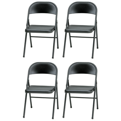 MECO Sudden Comfort All Steel Indoor Outdoor Folding Chair Set, Black (Set of 4)