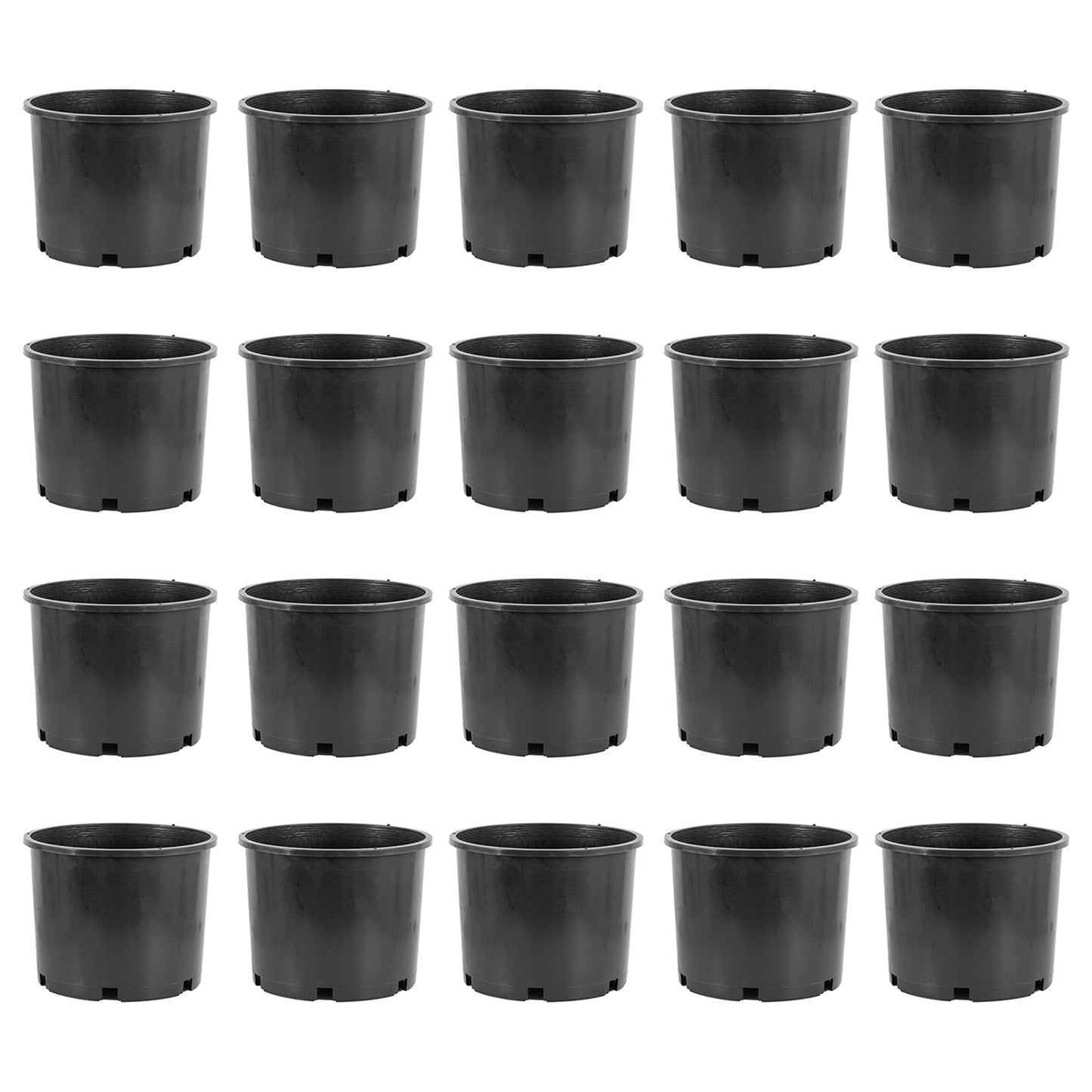 Pro Cal 7 Gallon Round Wide Rim Durable Plastic Plant Nursery Pot, (20 Pack)