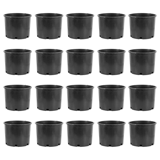 Pro Cal 7 Gallon Round Wide Rim Durable Plastic Plant Nursery Pot, (20 Pack)
