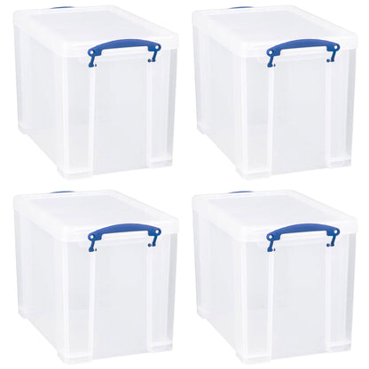 Really Useful Box 19L Storage Container with Lid and Clip Lock Handles, (4 Pack)