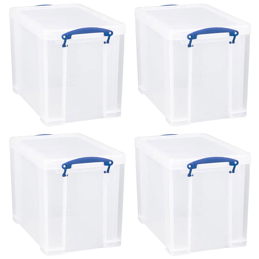 Really Useful Box 19L Storage Container with Lid and Clip Lock Handles, (4 Pack)
