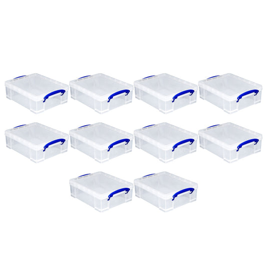 Really Useful Box 8.1L Plastic Storage Container with Clip Lock Handle (10 Pack)