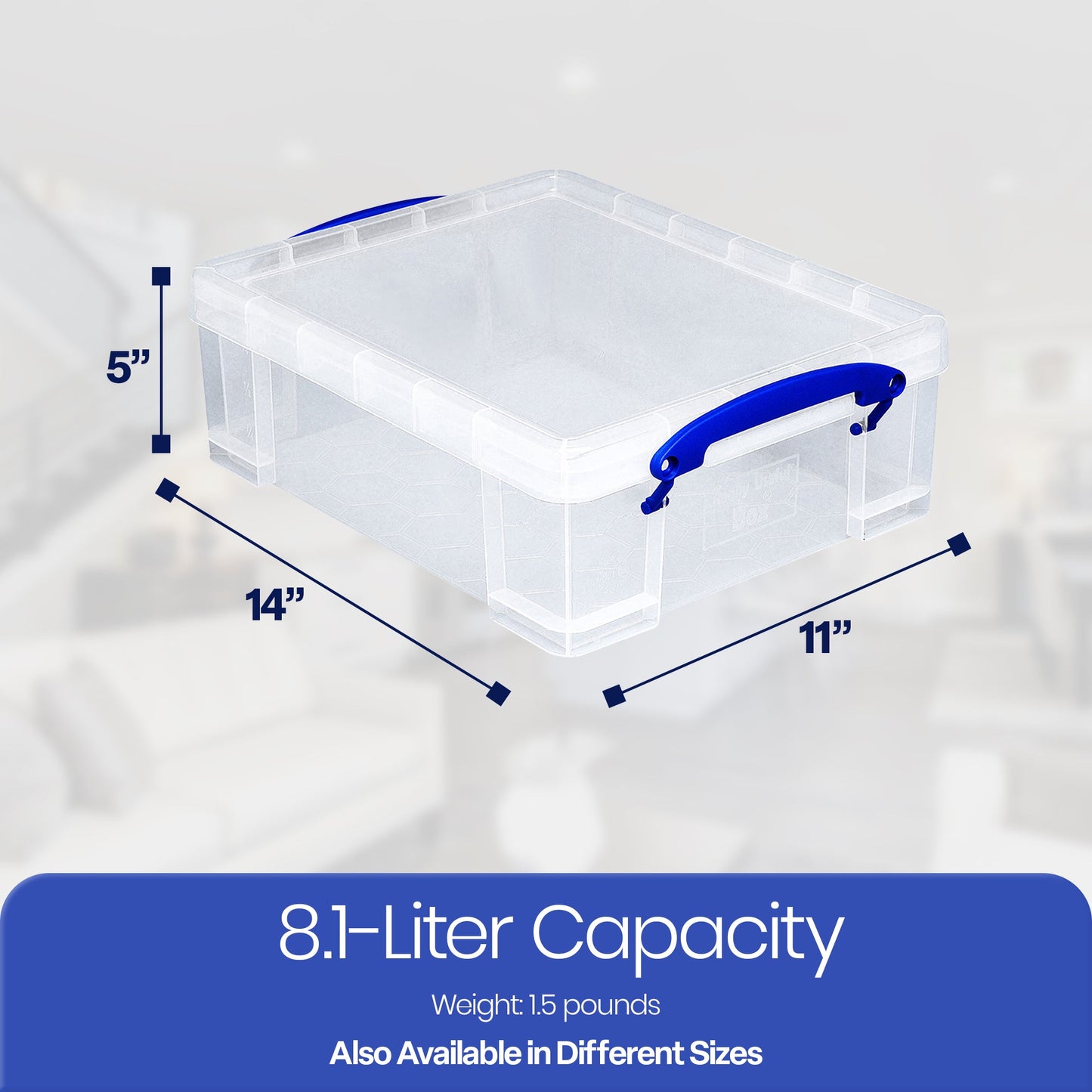 Really Useful Box 8.1L Plastic Storage Container with Clip Lock Handle (10 Pack)