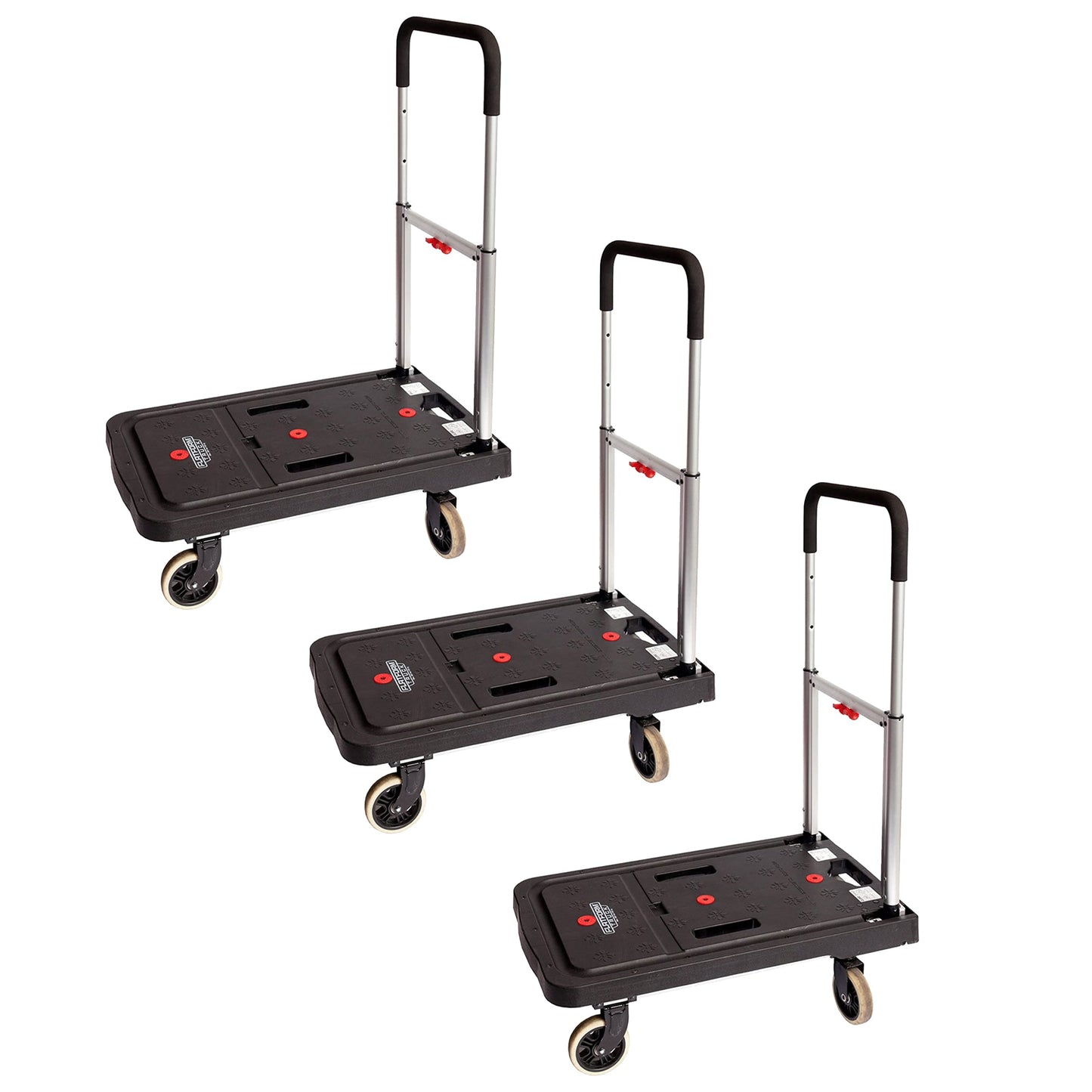 Magna Cart FF 4 Wheel Folding Platform Transport Cart Supports 300 lbs (3 Pack)