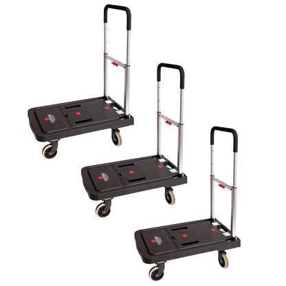 Magna Cart FF 4 Wheel Folding Platform Transport Cart Supports 300 lbs (3 Pack)