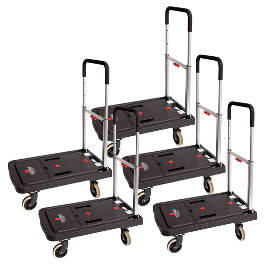Magna Cart FF 4 Wheel Folding Platform Transport Cart Supports 300 lbs (5 Pack)