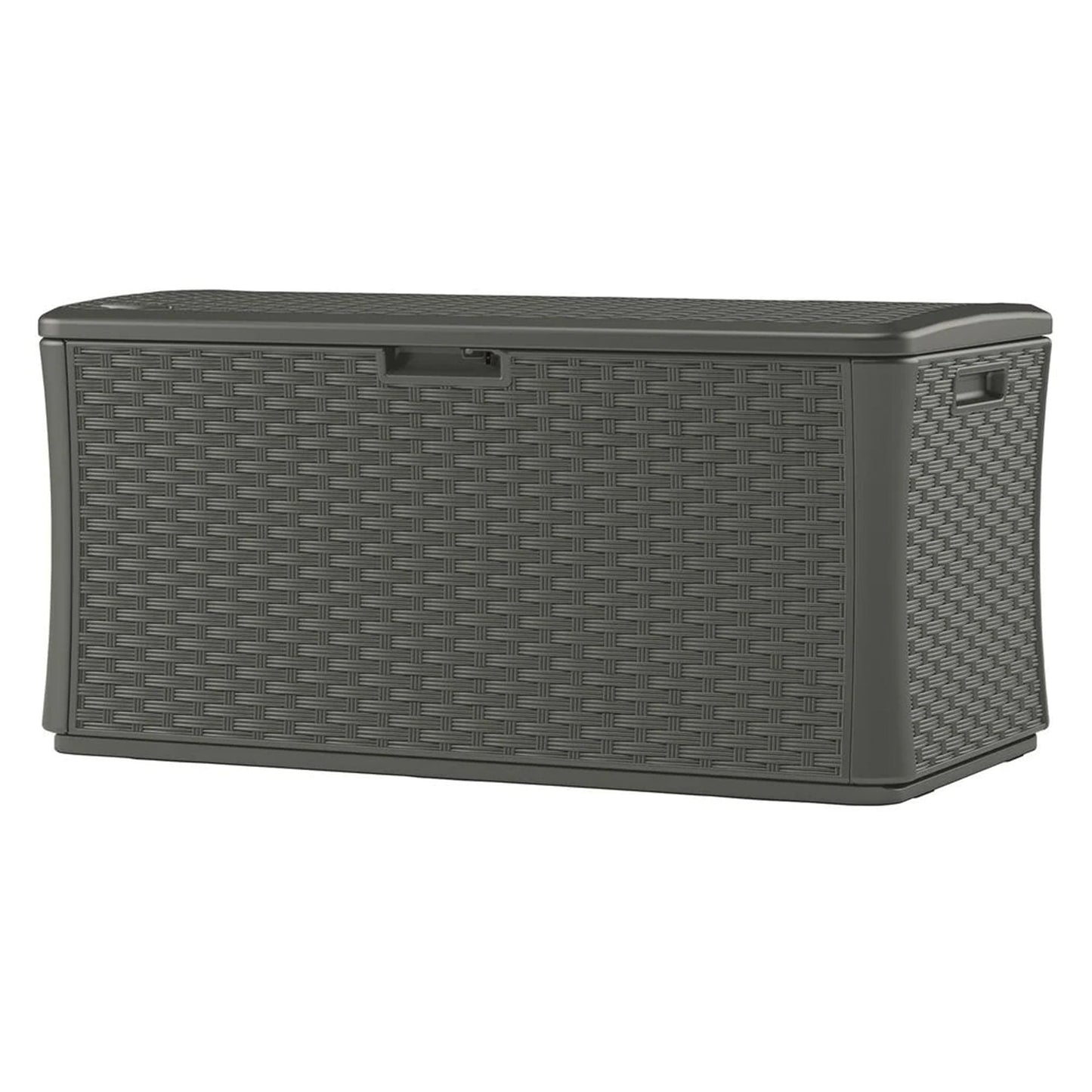 Suncast 134 Gallon All-Weather Outdoor Wicker Patio Storage Deck Box, Stoney