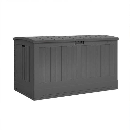 Suncast Decorative Lockable Large 200 Gallon Plastic Deck Storage Box, Gray