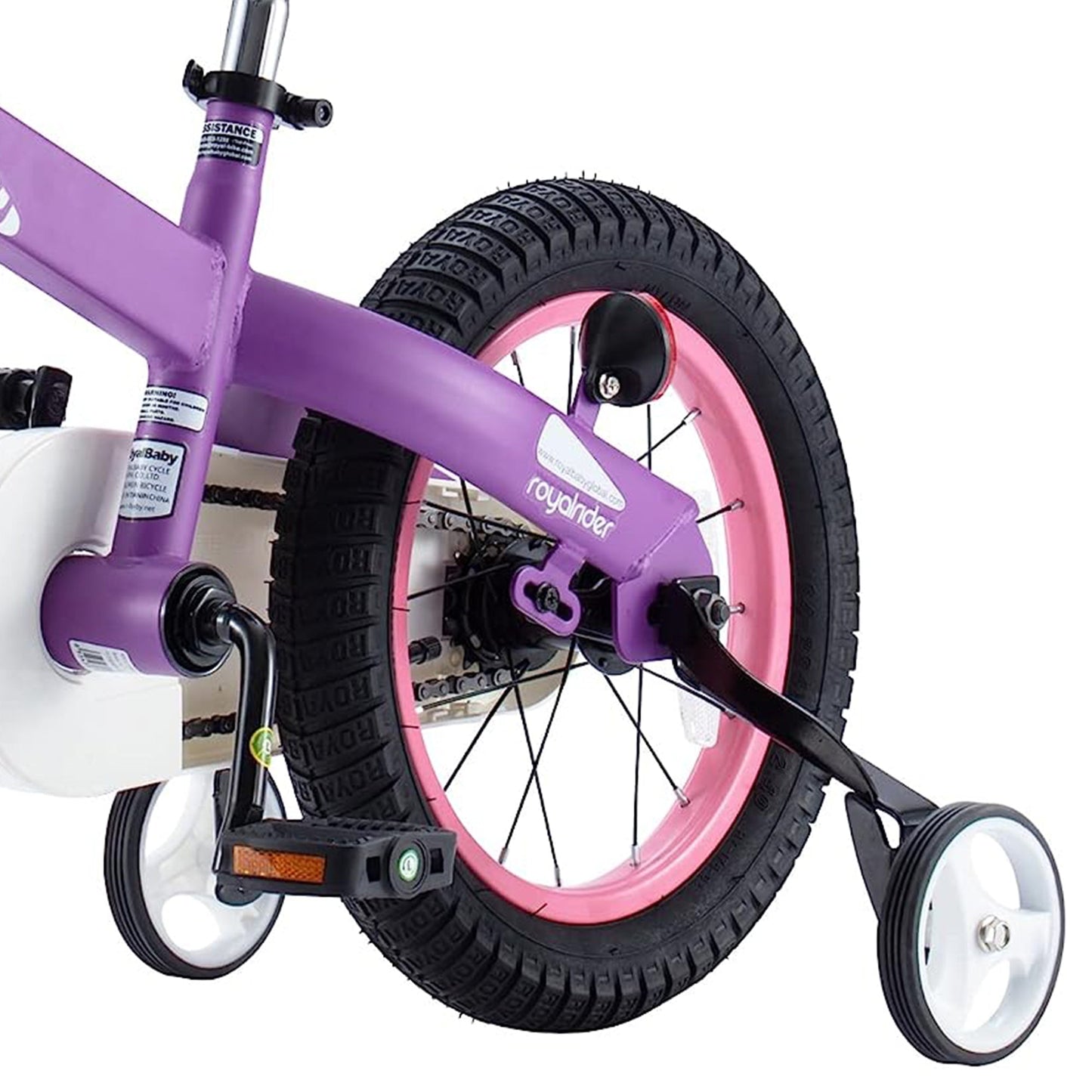 RoyalBaby Cubetube Honey 12 Inch Kids Bike w/Training Wheels & 2 Brakes, Purple