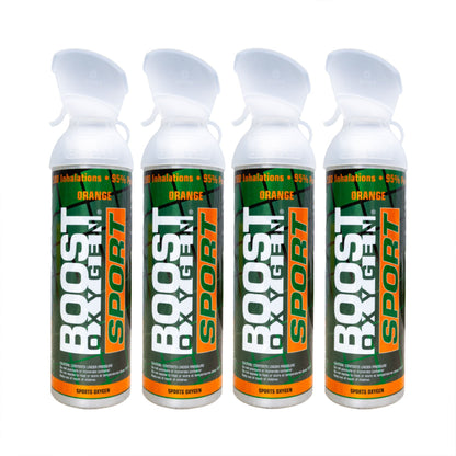 Boost Oxygen Large SPORT Orange Aroma 10 Liter Canister for Support, (4 Pack)