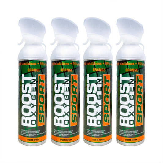 Boost Oxygen Large SPORT Orange Aroma 10 Liter Canister for Support, (4 Pack)