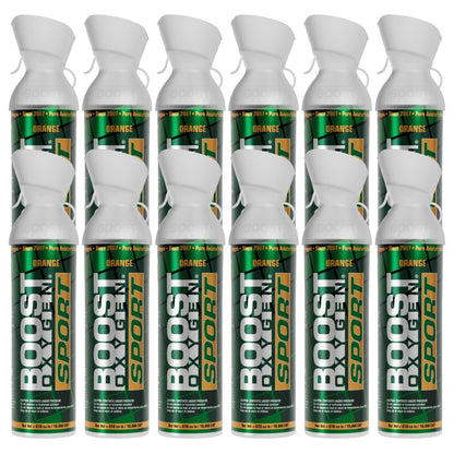 Boost Oxygen Large SPORT Orange Aroma 10 Liter Canister for Support, (12 Pack)