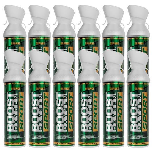 Boost Oxygen Large SPORT Orange Aroma 10 Liter Canister for Support, (12 Pack)