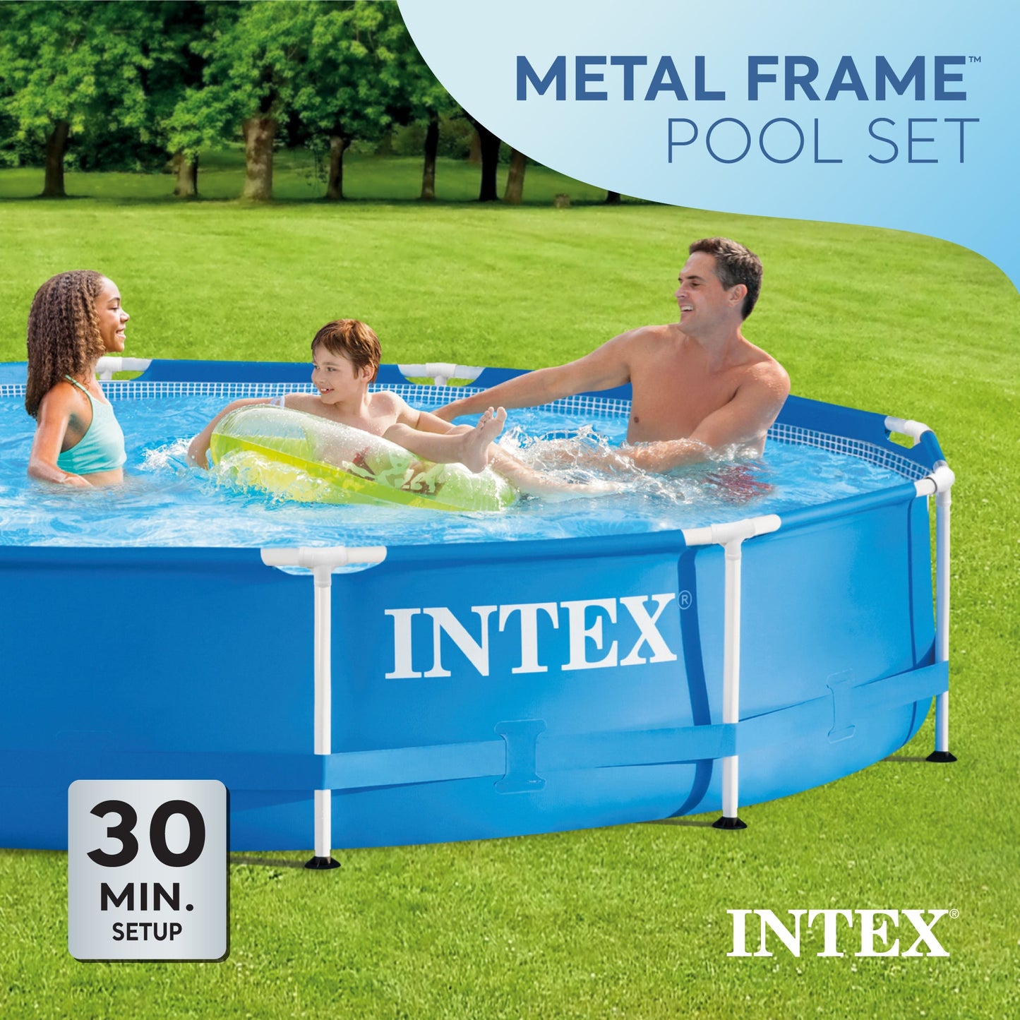 Intex 12' x 30" Metal Frame Above Ground Swimming Pool with Filter and Cover