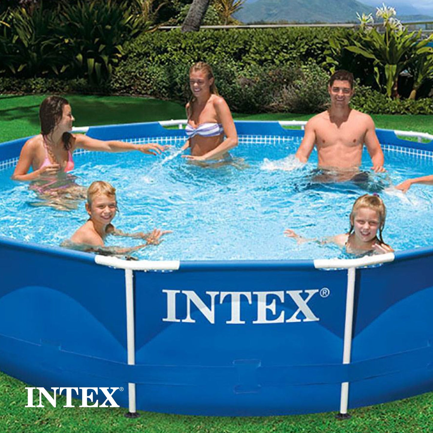 Intex 12' x 30" Metal Frame Round Swimming Pool w/ Filter Pump & 13' Pool Cover