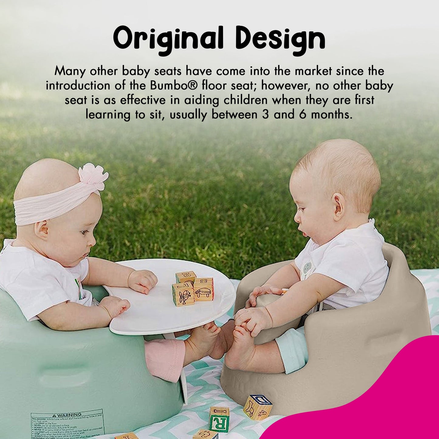 Bumbo Infant Floor Seat Baby Sit Up Chair with Adjustable Safety Harness, Taupe