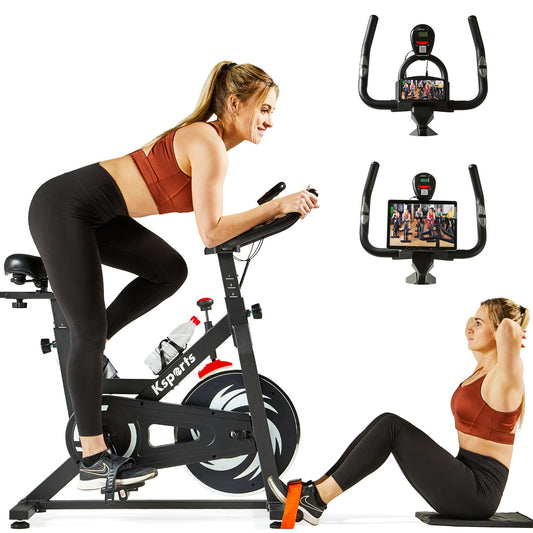 Ksports Home Wool Felt Resistance Exercise Stationary Workout Bike w/LCD Screen