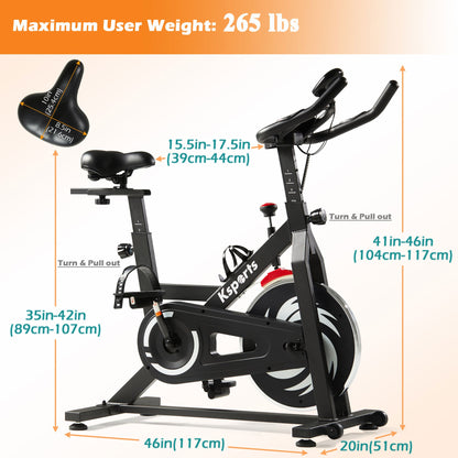 Ksports Home Wool Felt Resistance Exercise Stationary Workout Bike w/LCD Screen