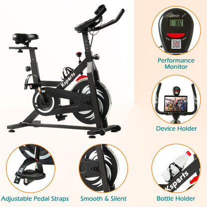 Ksports Home Wool Felt Resistance Exercise Stationary Workout Bike w/LCD Screen