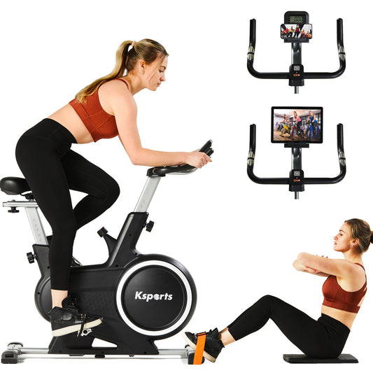 Ksports Home Magnetic Resistance Exercise Stationary Workout Bike w/ LCD Screen