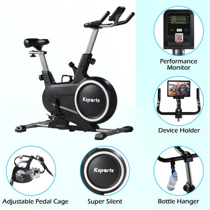 Ksports Home Magnetic Resistance Exercise Stationary Workout Bike w/ LCD Screen