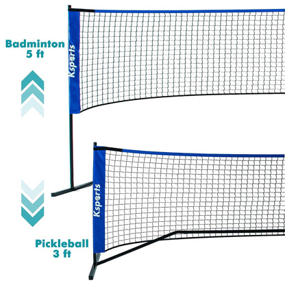 Ksports Pickleball Set w/22' Net, LED Shuttlecocks, Carry Bag & Game Balls, Blue