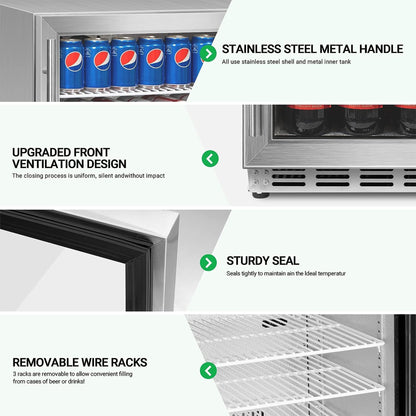 IceJungle 5.3 Cu. Ft. 160 Can Under Counter Freestanding Beverage Drink Fridge