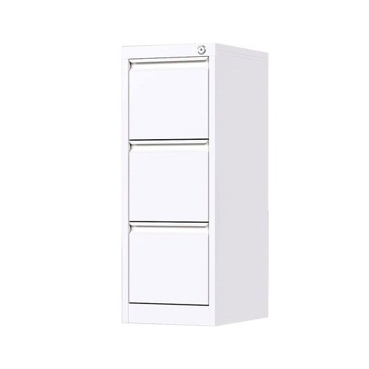 AOBABO 3 Drawer Vertical Metal File Cabinet with Lock for Home and Office, White