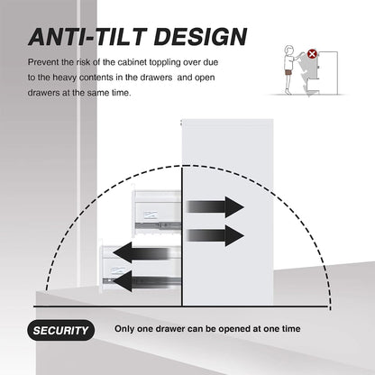 AOBABO 3 Drawer Vertical Metal File Cabinet with Lock for Home and Office, White