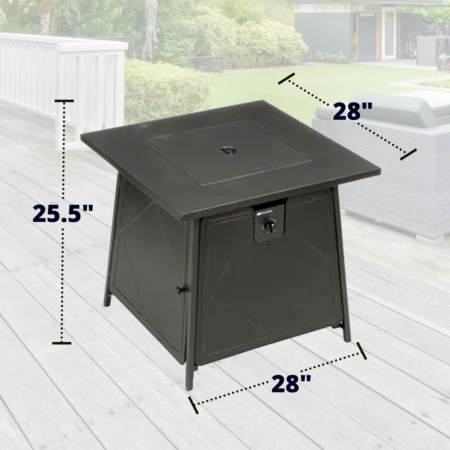 Four Seasons Courtyard Dual Heat 50,000 BTU Square Gas Tabletop Outdoor Fire Pit