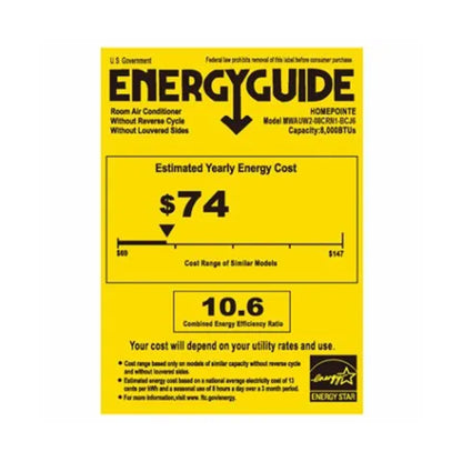 HomePointe 8000 BTU Through the Wall Air Conditioner w/Remote & Digital Panel