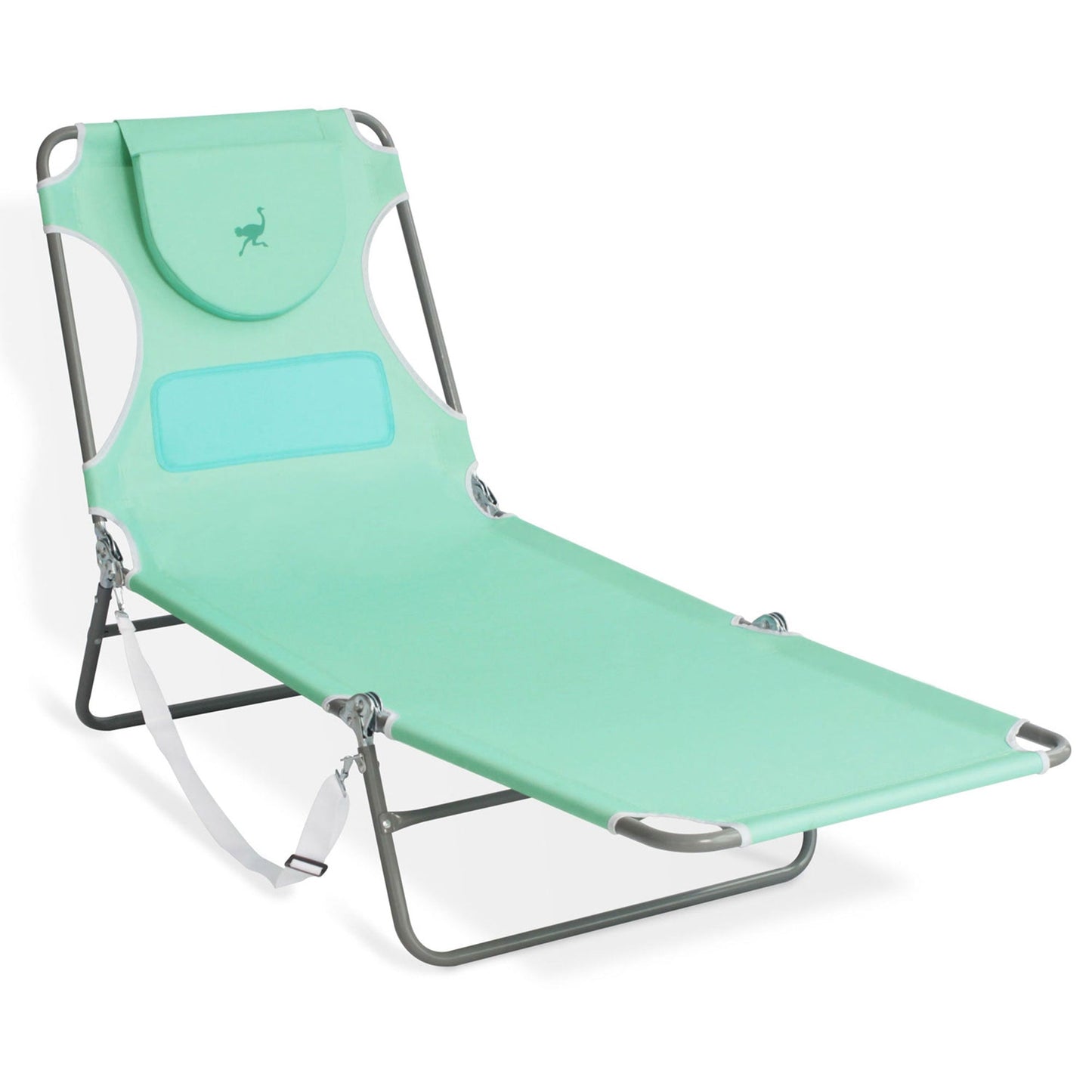 Ostrich Chaise Lounge Folding Sunbathing Poolside Beach Chair, Teal (2 Pack)