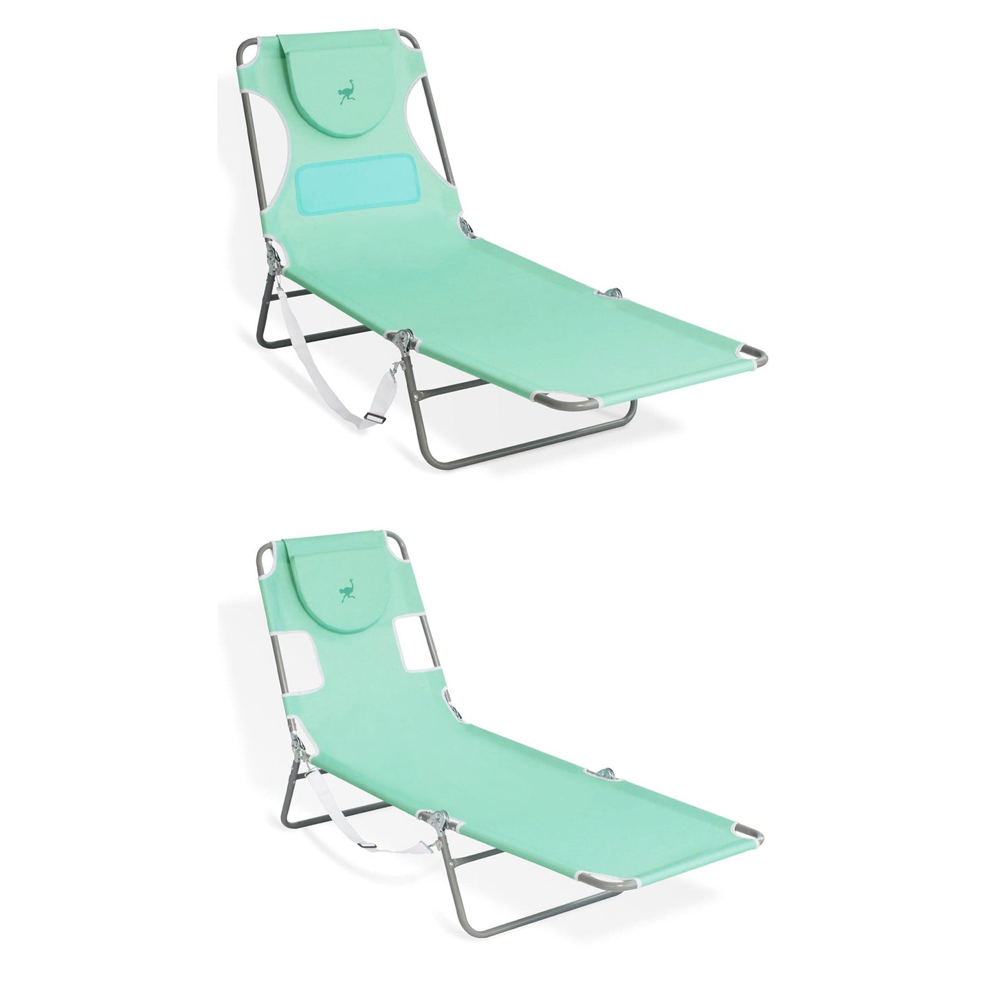 Ostrich Chaise Sunbathing Poolside Beach Chair with Recliner Lounge Chair, Teal