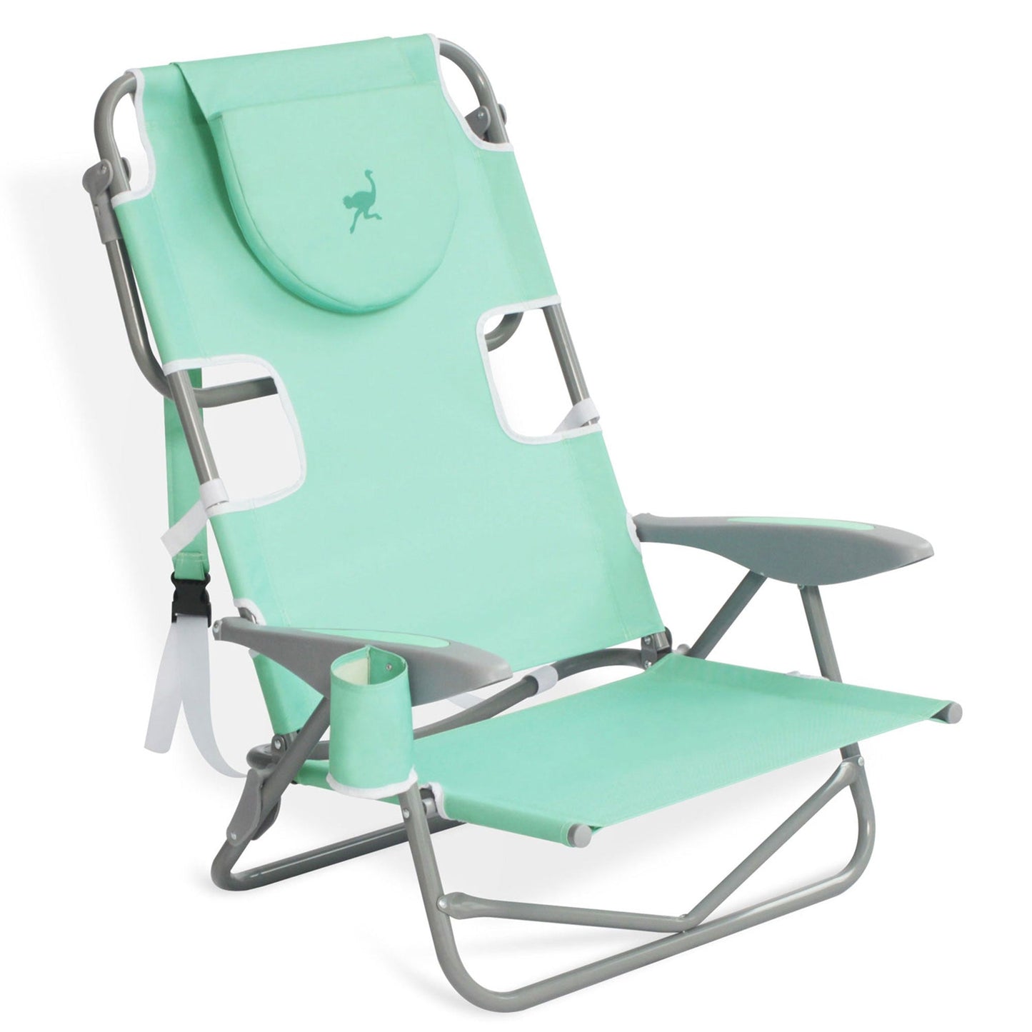 Ostrich Chaise Lounge Beach Chair with On Your Back Camping Lawn Chair, Teal