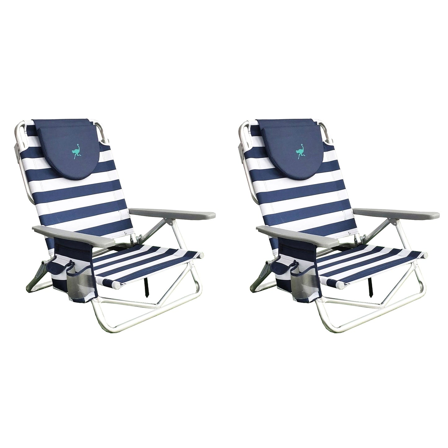 Ostrich On Your Back Sand Beach 6 Inch Off The Ground Lounge Chair (2 Pack)