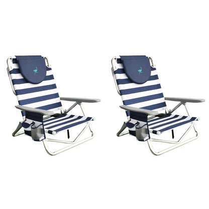 Ostrich On Your Back Sand Beach 6 Inch Off The Ground Lounge Chair (2 Pack)