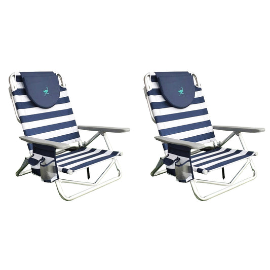 Ostrich On Your Back Sand Beach 6 Inch Off The Ground Lounge Chair (2 Pack)