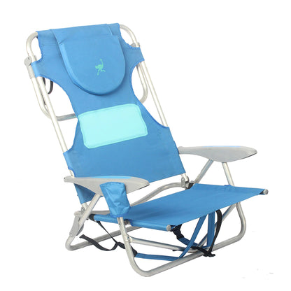 Ostrich Ladies Comfort On Your Back Outdoor Backpack Beach Chair, Blue, (3 Pack)