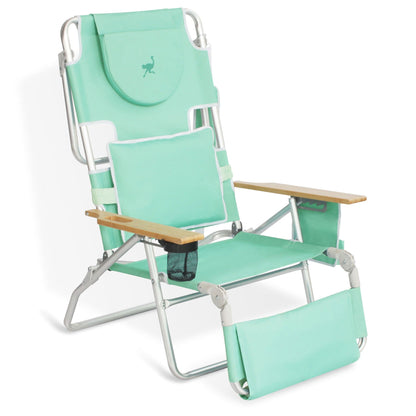 Ostrich Deluxe Padded 3-N-1 Outdoor Folding Reclining Beach Chair, Teal (3 Pack)