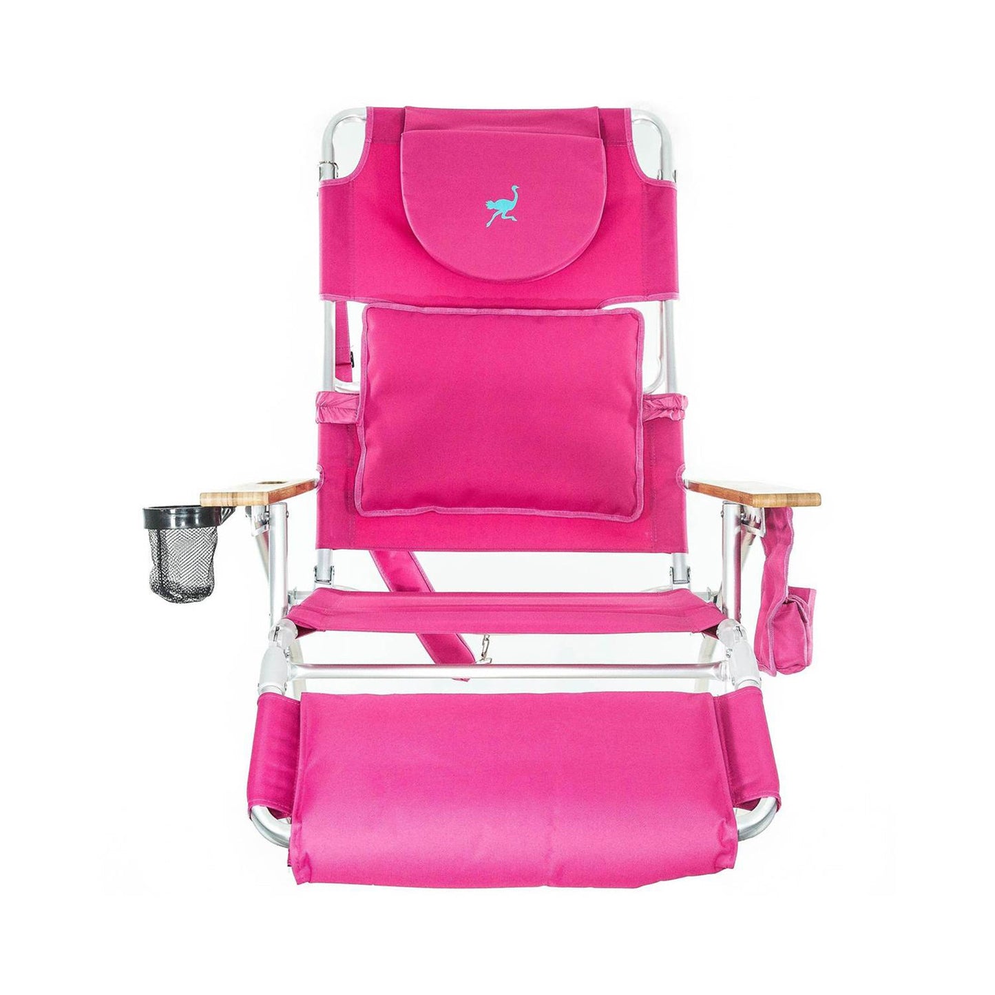 Ostrich Deluxe 3in1 Padded Sports Chair & Chaise Folding Beach Lounger, Pink