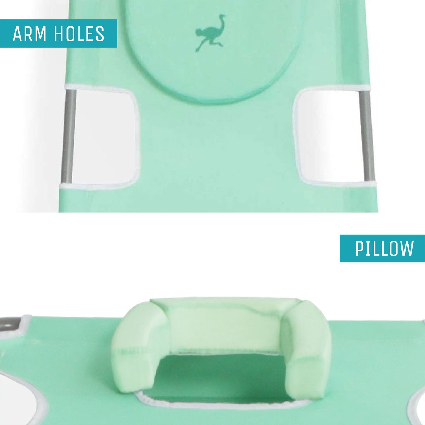 Ostrich Chaise Lounge Folding Sunbathing Recliner Beach Chair, Teal (4 Pack)