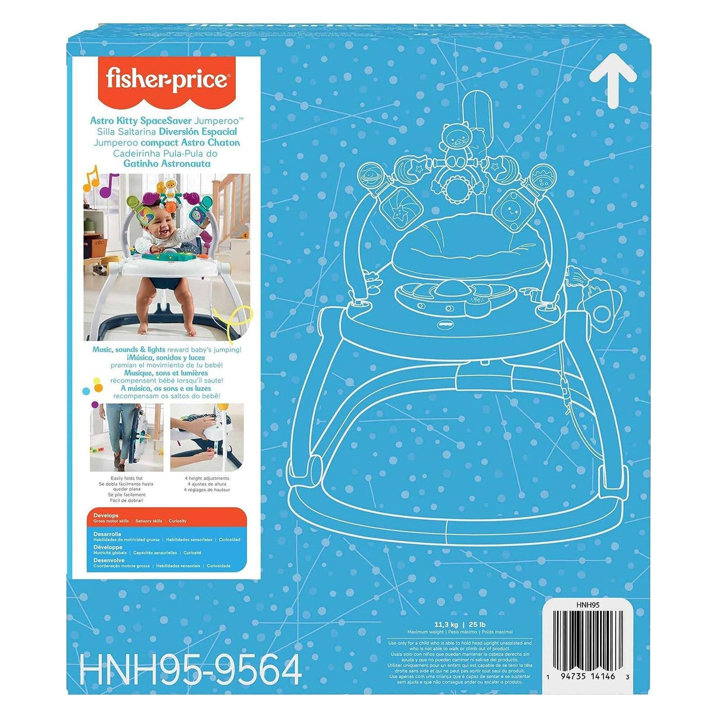 Fisher-Price AstroKitty SpaceSaver Jumperoo Baby Activity Center w/Light & Music