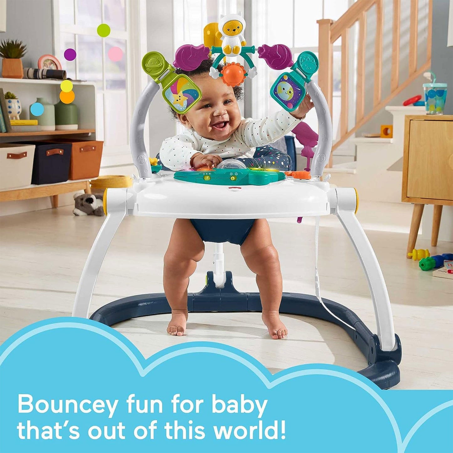 Fisher-Price AstroKitty SpaceSaver Jumperoo Baby Activity Center w/Light & Music