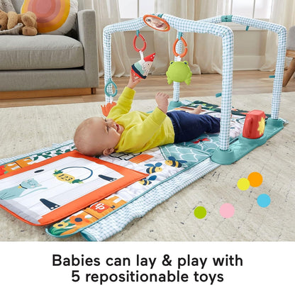 Fisher-Price 3 in 1 Crawl & Play Activity Gym with 5 Toys for Newborn to Toddler