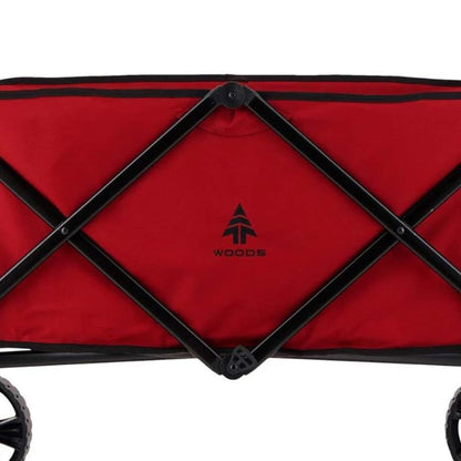 Woods Outdoor Collapsible Garden Utility Wagon Cart, Supports Up to 225 Lbs, Red