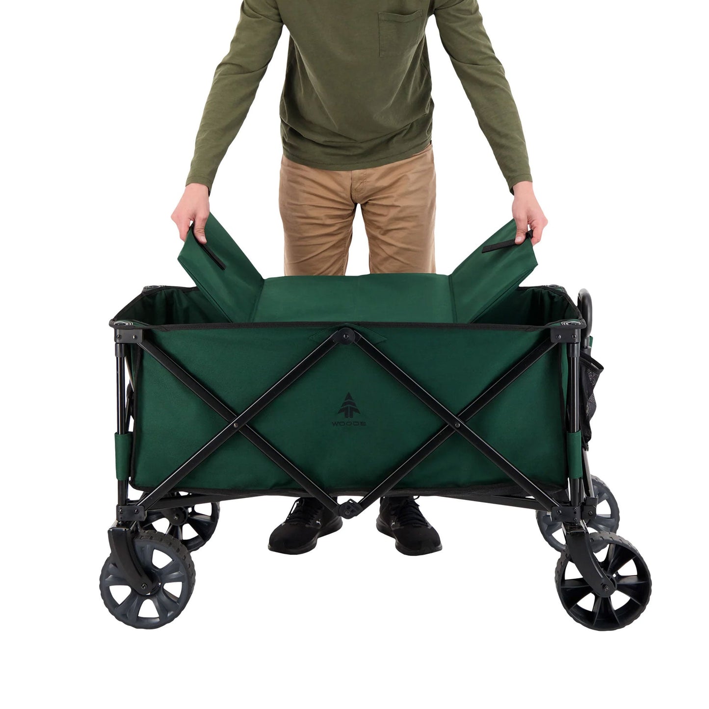 Woods Outdoor Collapsible Garden Utility Wagon Cart, Supports Up to 225lbs,Green