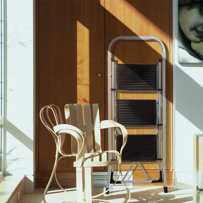 Delxo Non-Slip 3 Step Stool Folding Steel Wide Step Ladder with Hand Grip, Gray